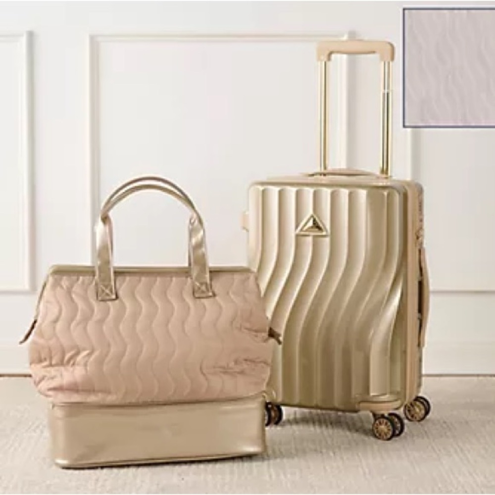 Triforce 21" Hardside Carry-On Luggage with Weekender Bag, Champagne